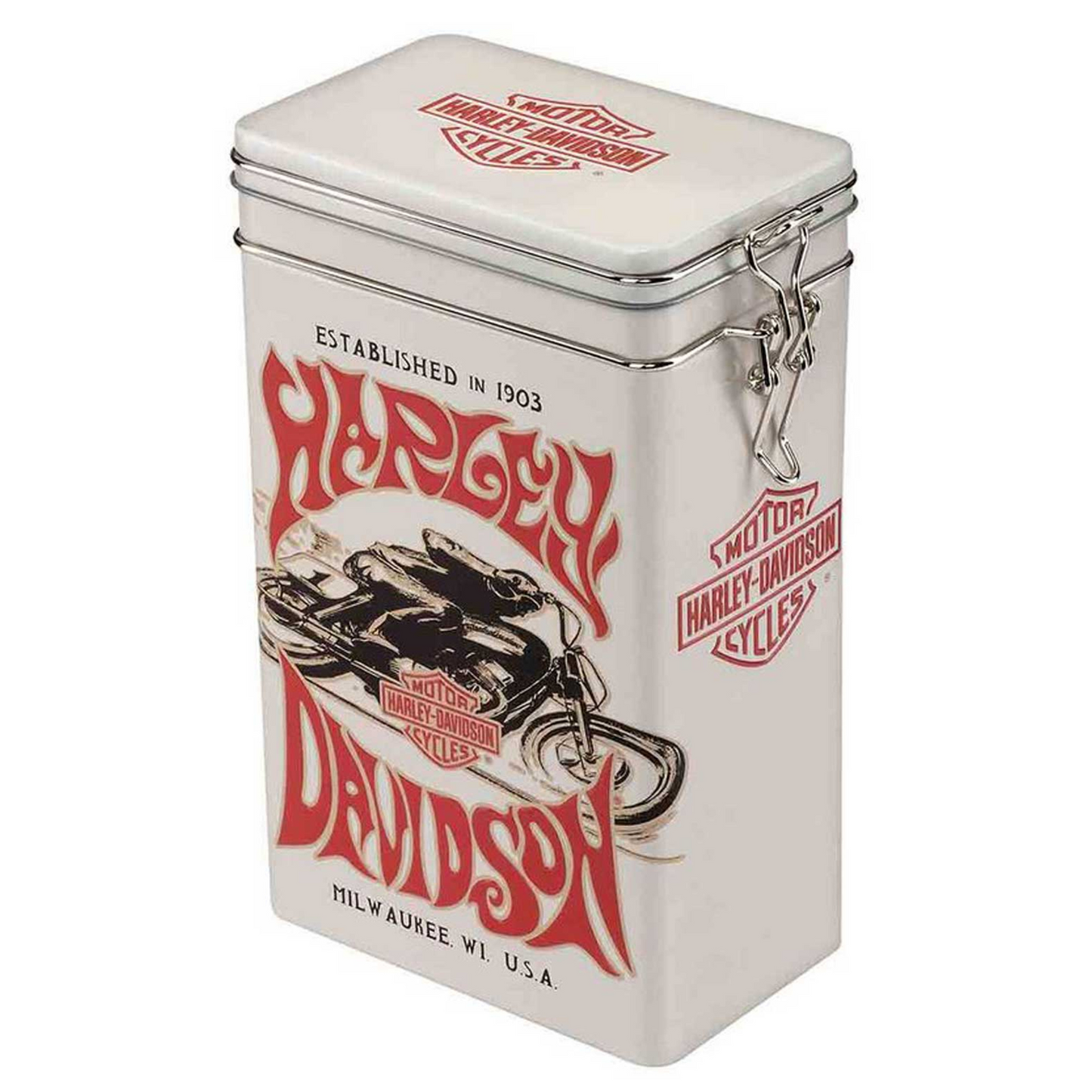 Harley-Davidson® 1970s Embossed Racer Graphic Storage Tin