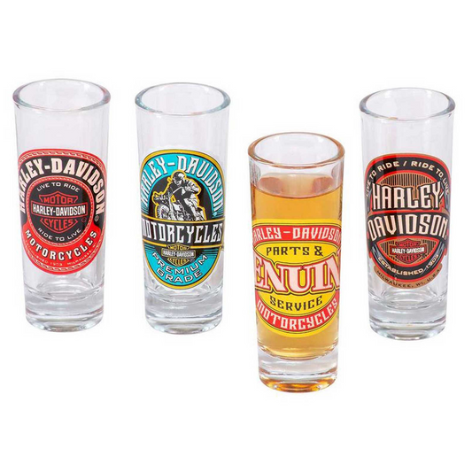 Harley-Davidson® Label Shooter Set - Tall Shot Glasses w/ Custom H-D Graphics