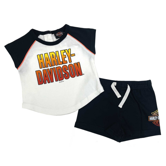 Harley-Davidson® Girls' 2-Piece Newborn Knit Raglan T-Shirt & Shorts Set