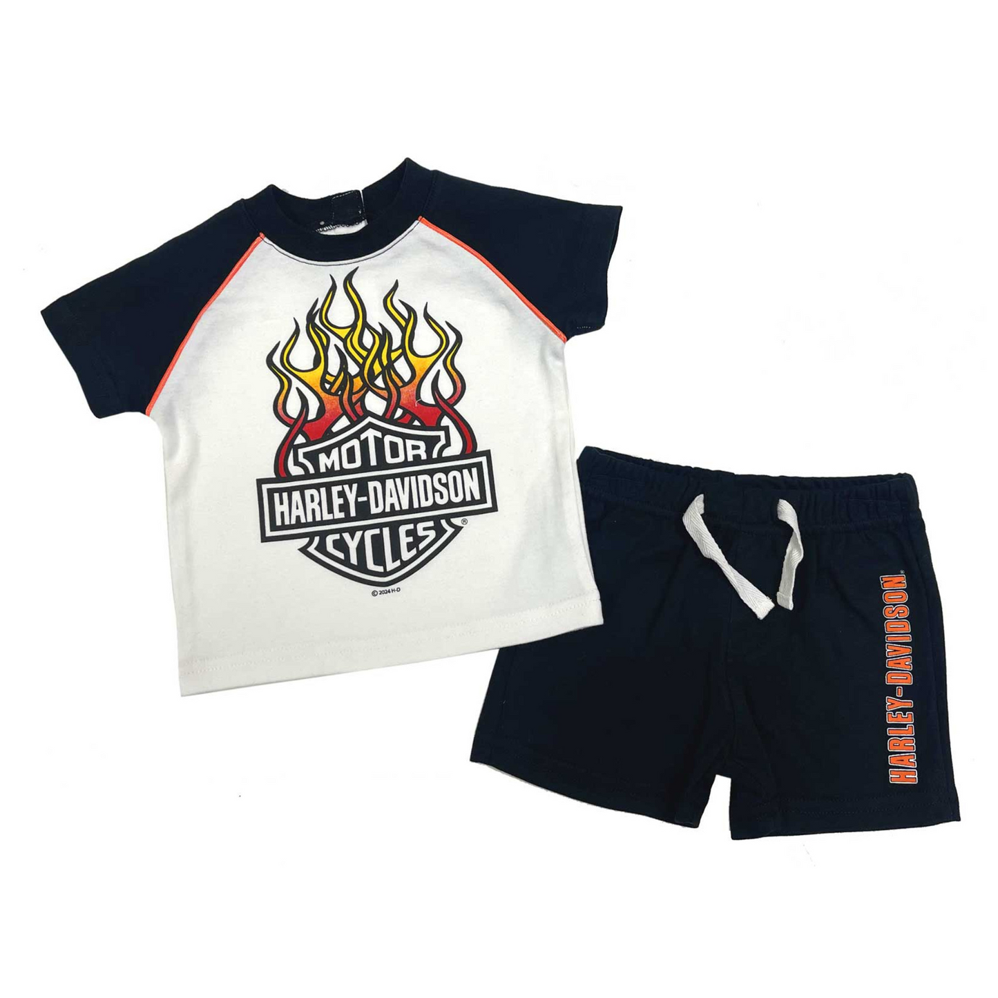 Harley-Davidson® Boys' 2-Piece Newborn Knit Raglan T-Shirt & Shorts Set