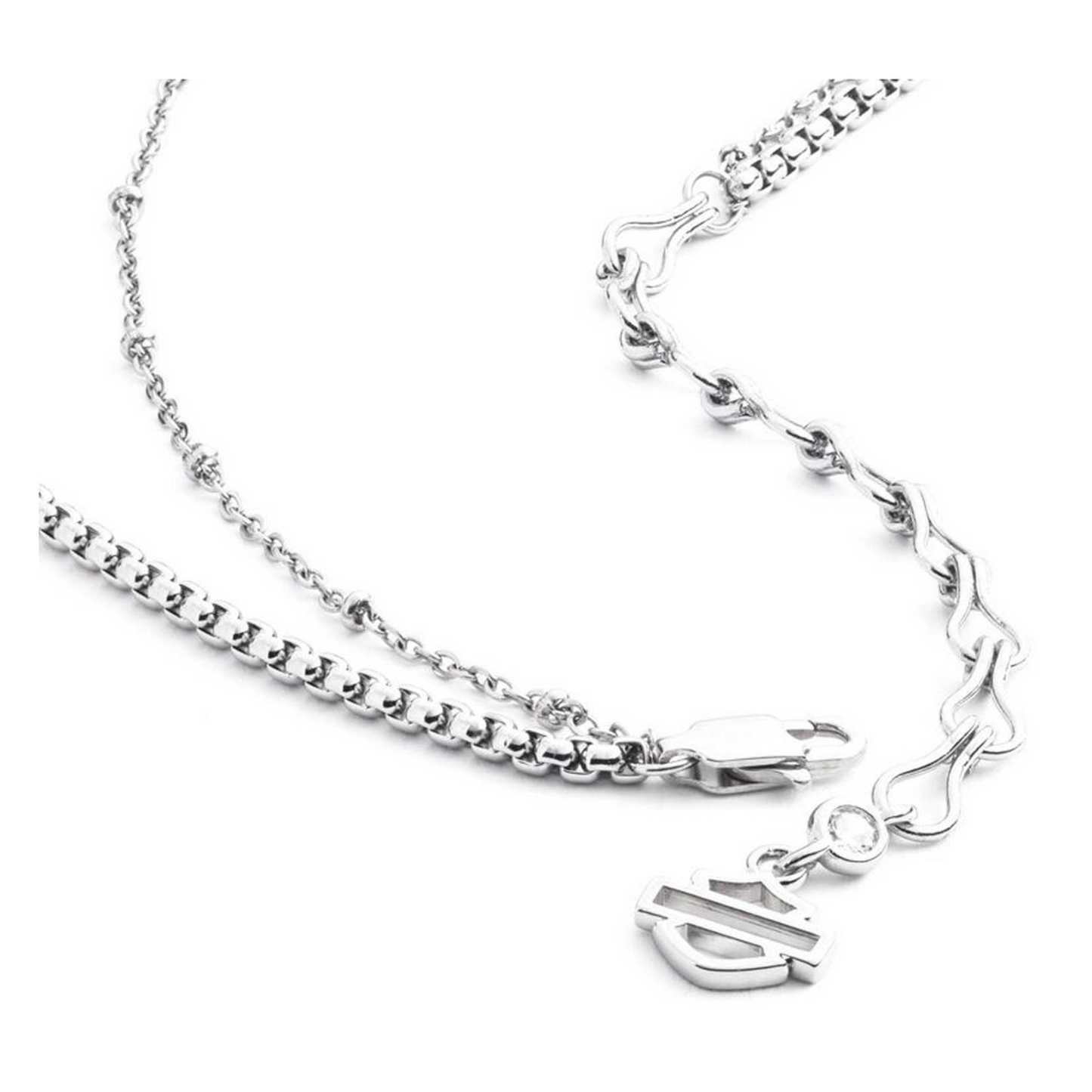 Harley-Davidson® Women's 16 & 24 in. Dagger & Wings Layered Necklaces - Silver