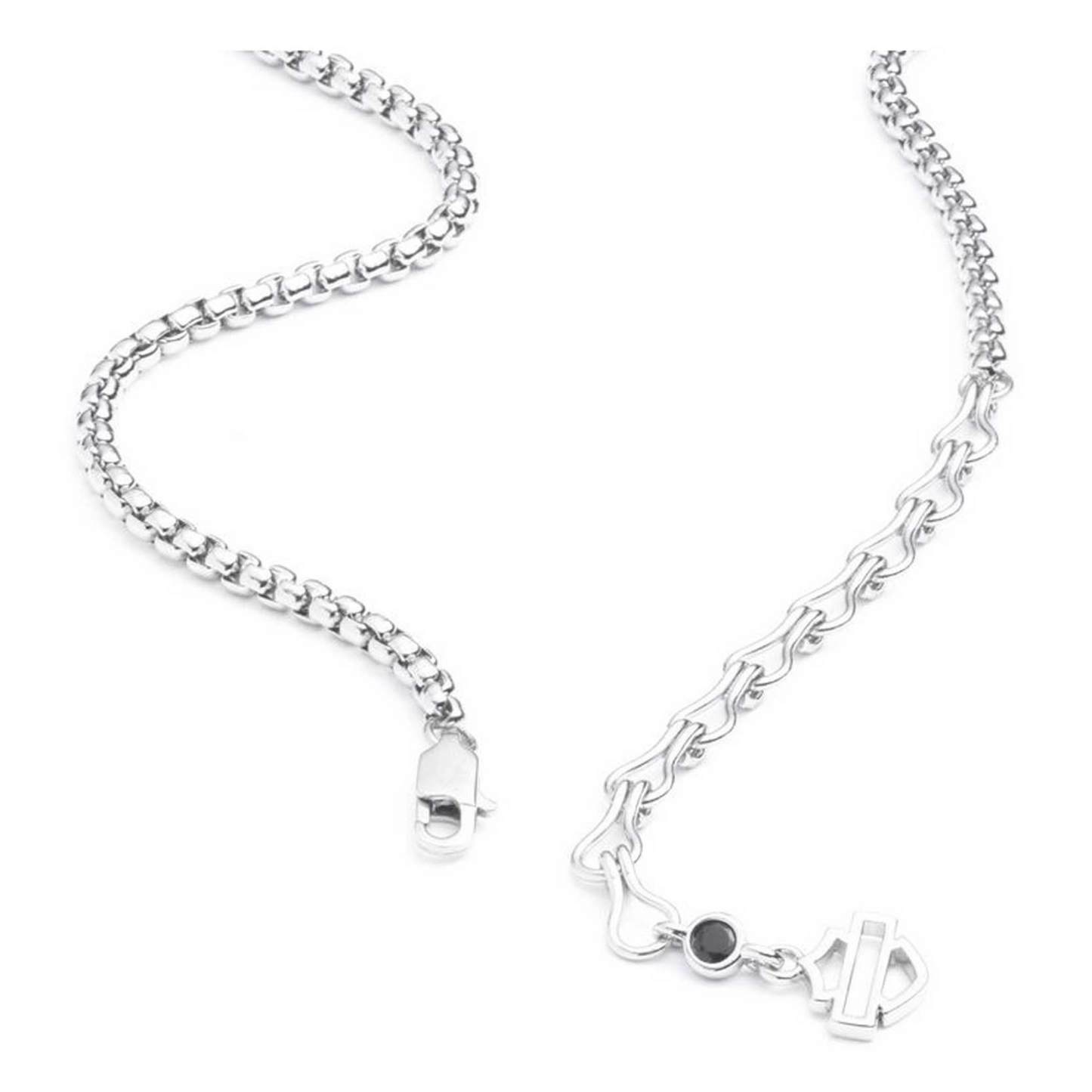 Harley-Davidson® Men's 22 in. Flames Dog Tag Pendant Necklace - Stainless Steel