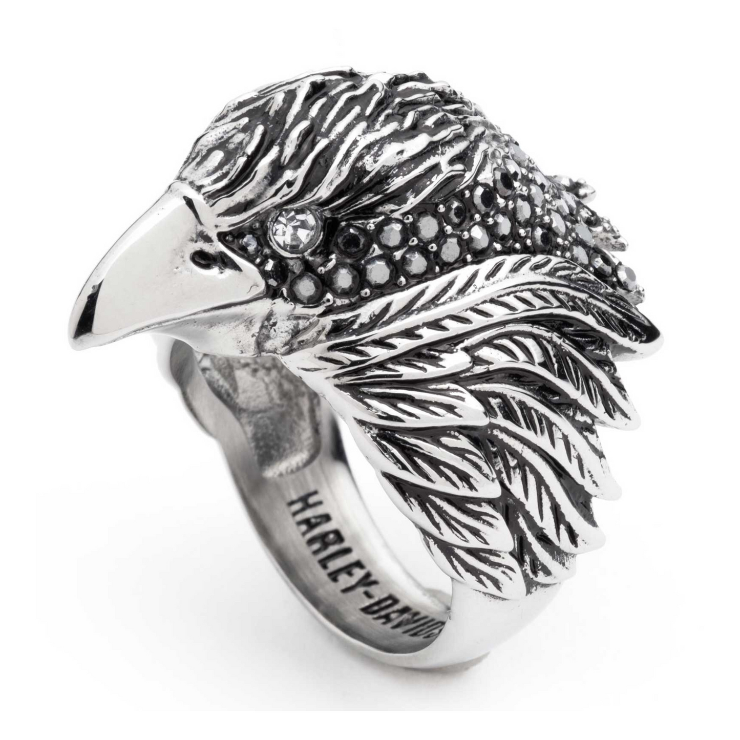 Harley-Davidson® Men's Sculpted Eagle Head Ring - Silver Stainless Steel