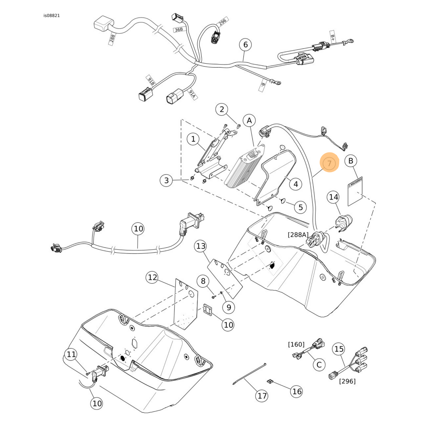 Harley-Davidson® Boom! Audio Stage II Right Saddlebag Speaker - Wiring Harness