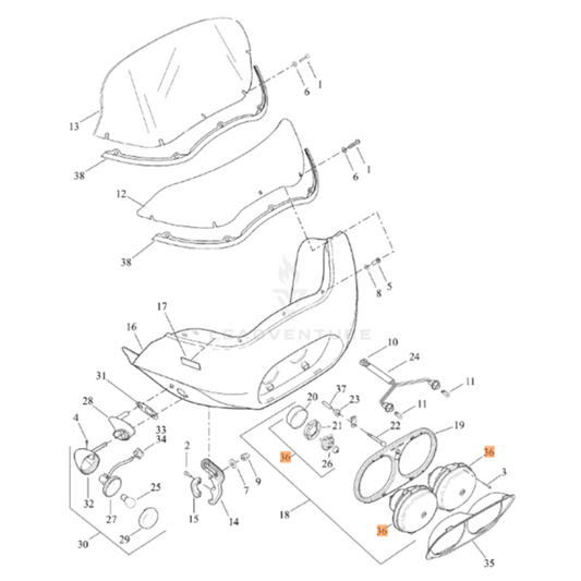 Harley-Davidson® Single Replacment Headlamp Assembly - Road Glide '11-'13