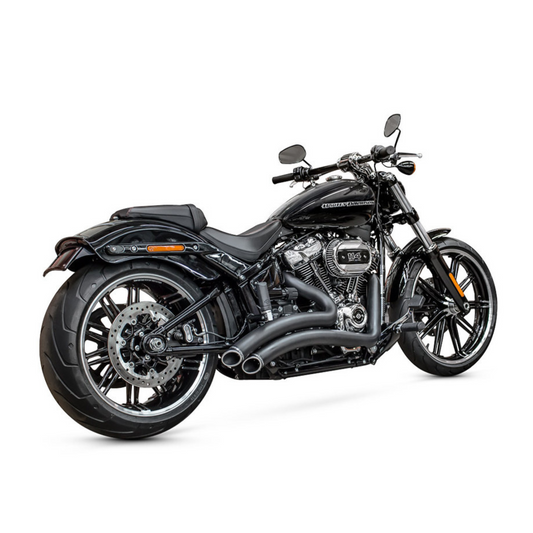 Freedom Performance Sharp Curve Radius Exhaust – Black with Black End Caps. Fits Softail 2018up.