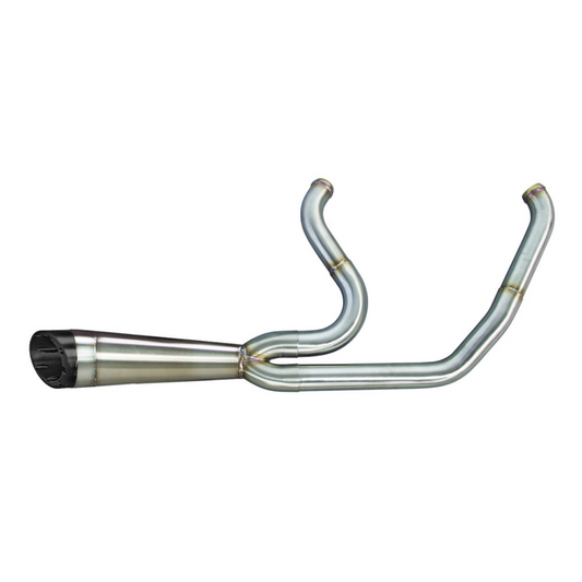 TBR Exhaust - Shorty Turnout 2-into-1 Exhaust – Stainless Steel with Black End Cap - Fits Softail 2018up