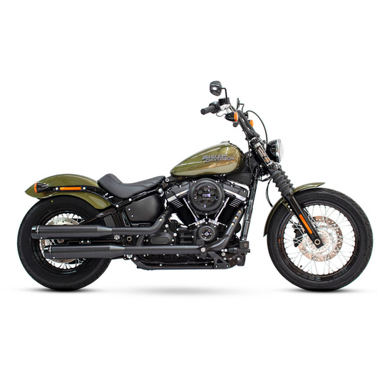 Rinehart Exhaust - 3-1/2in. Slip-On Mufflers – Black with Black Contrast Cut End Caps - M8 Softail