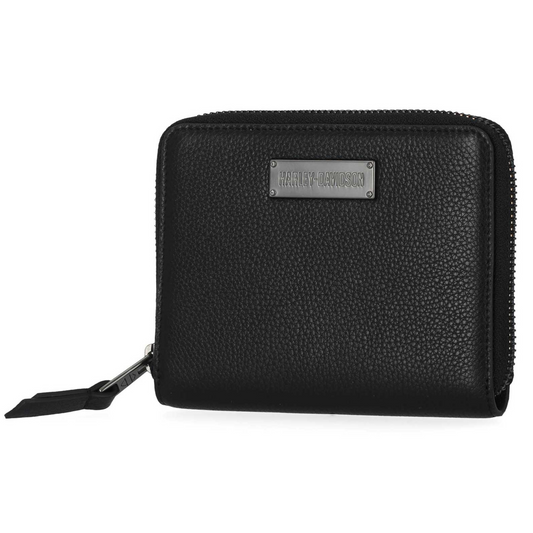 Harley-Davidson® Women's Classic Small Zip Around Leather Wallet - Black