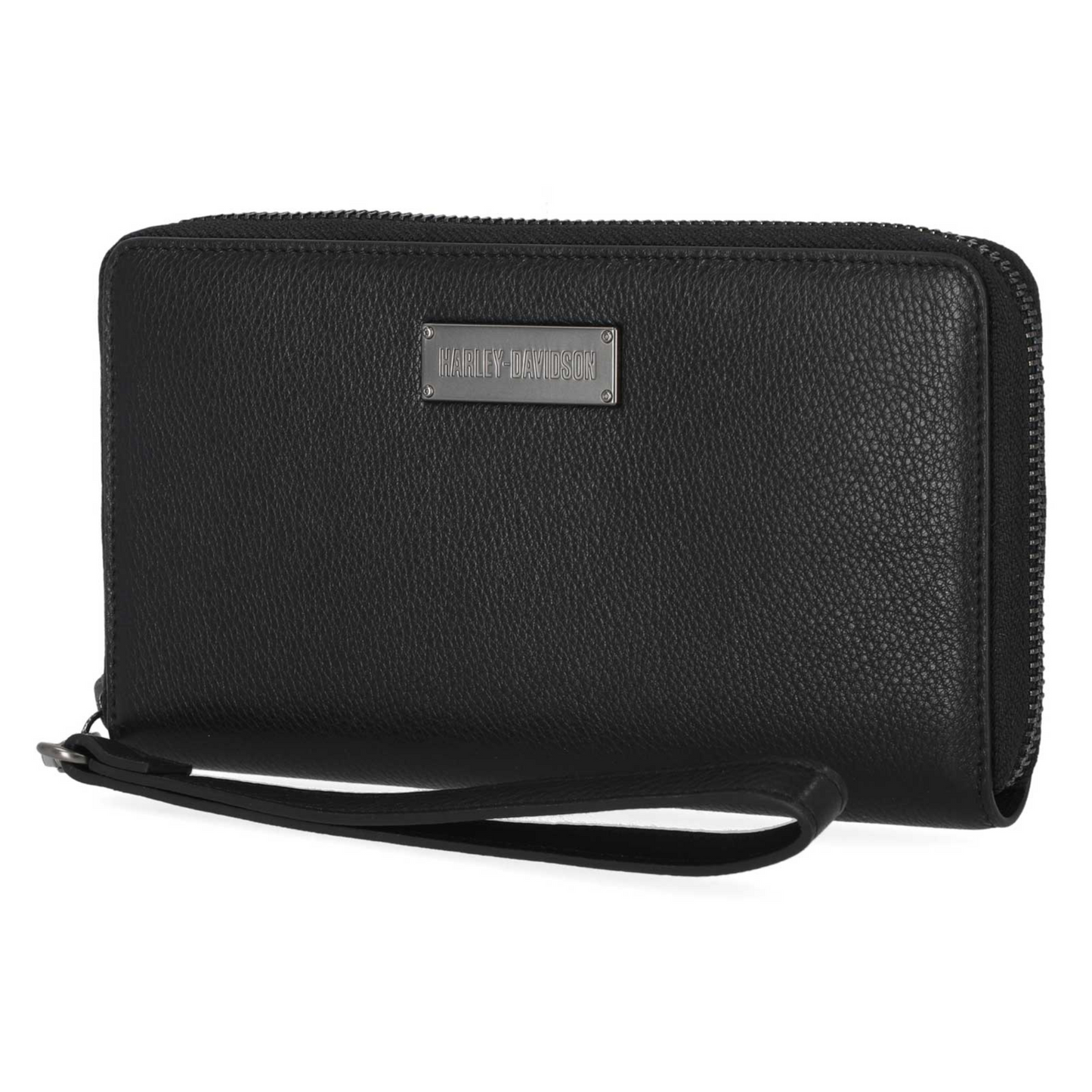 Harley-Davidson® Women's Classic Zip Around Leather Wallet w/ Wristlet - Black