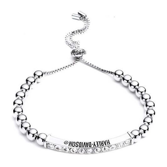 Harley-Davidson® Women's 10 in. Metal Bead & Stones Adjustable Slider Bracelet