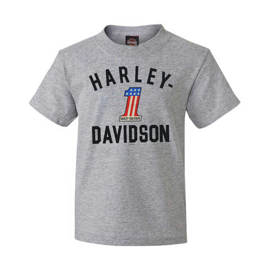 Harley-Davidson® Boys' #1 Logo Short Sleeve Crew-Neck Tee - Athletic Gray