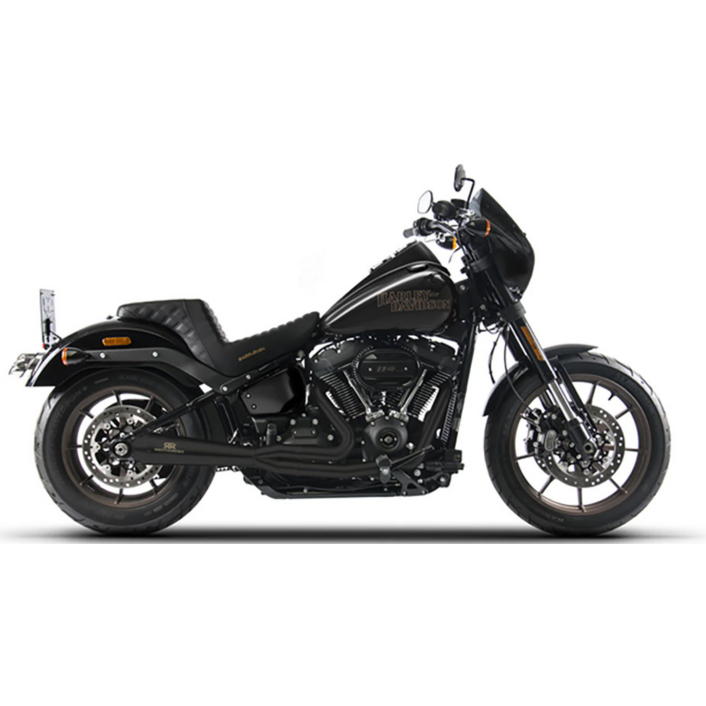 Redthunder Racing 2-IN-1 Full System M8 Softail 18-Present - Black with Aluminium End Cap