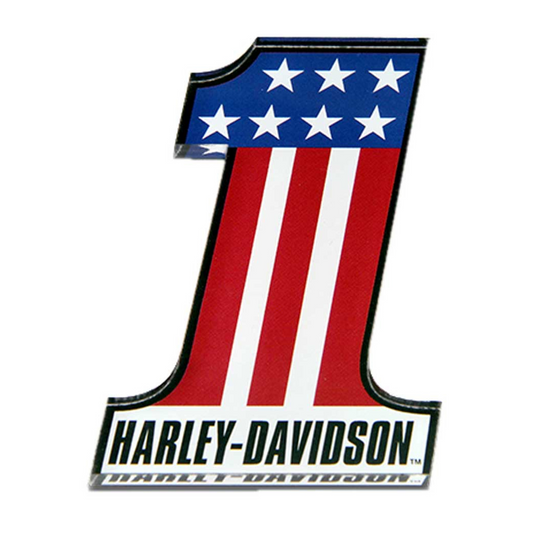 Harley-Davidson® Cut-Out Number One RWB Logo Hard Acrylic Magnet - 3.25 x 2 inch