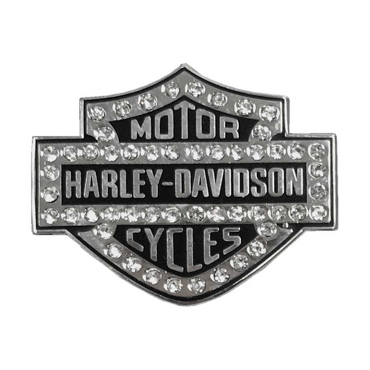 Harley-Davidson® 1.25 in. Rhinestone Bar & Shield Pin - Silver Finish