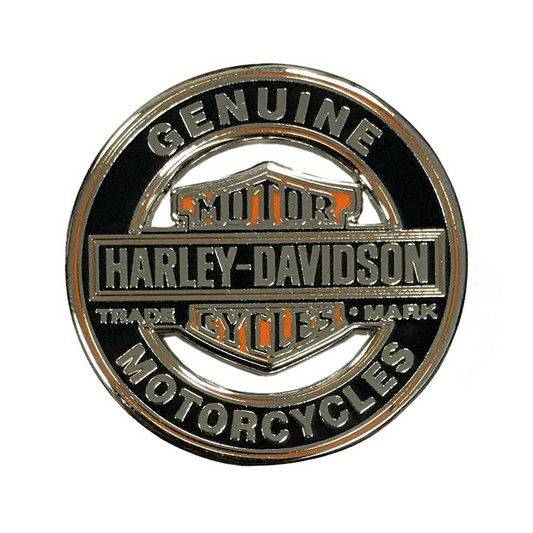 Harley-Davidson® 1.25in. Bar & Shield Trademark Cutout Pin - Silver Finish