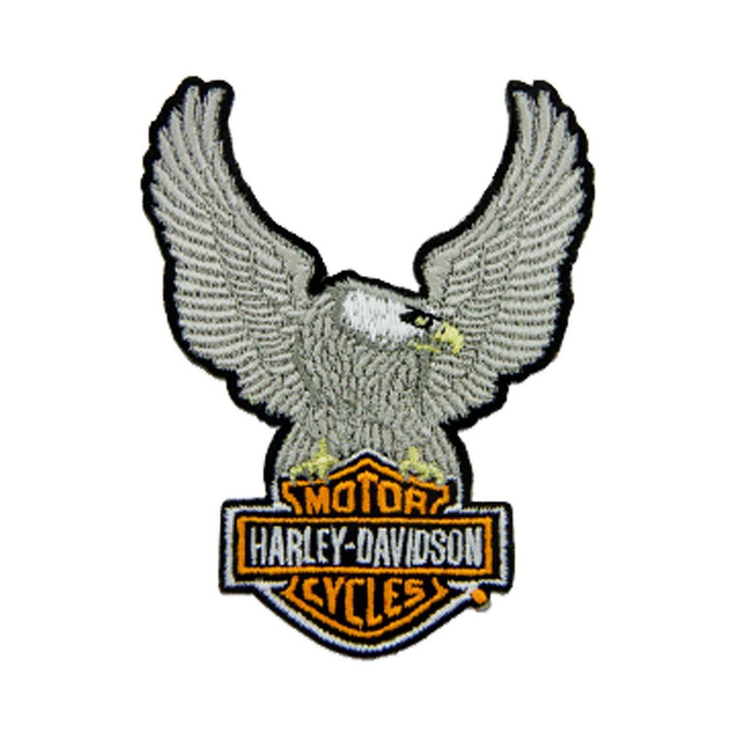 Harley-Davidson® 3.5 in Embroidered Silver Eagle Bar & Shield Emblem Sew-On Patch