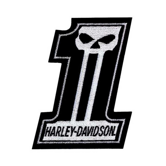 Harley-Davidson® 3 in. Embroidered Dark Custom #1 Skull Small Emblem Sew-On Patch