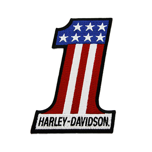 Harley-Davidson® 3 inch Embroidered RWB #1 Logo Small Emblem Sew-On Patch