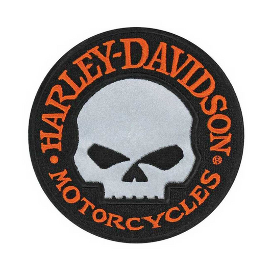 Harley-Davidson® 4 inch Willie G Skull Reflective Embroidered Emblem Sew-On Patch