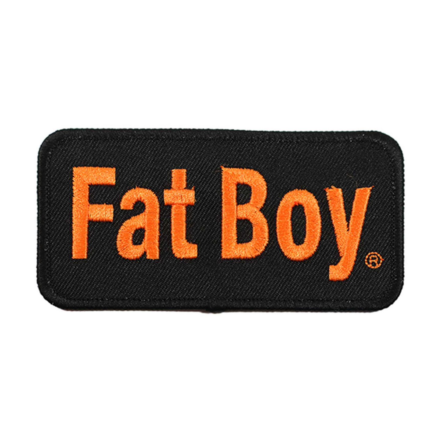 Harley-Davidson® 4 in. Embroidered Fat Boy Emblem Sew-On Patch - Black/Orange