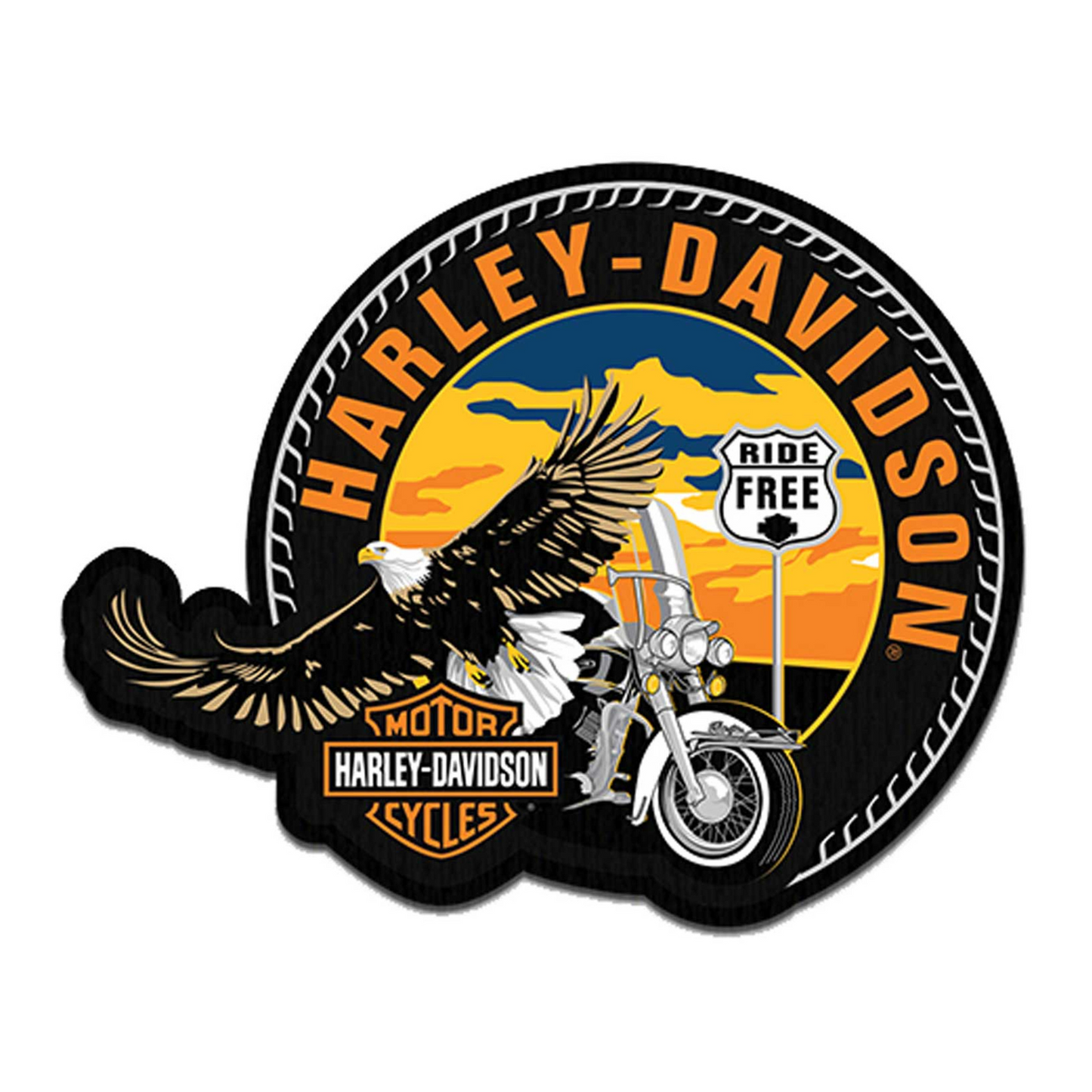 Harley-Davidson® 4 in. Embroidered Globetrotter Emblem Sew-On Patch - Black