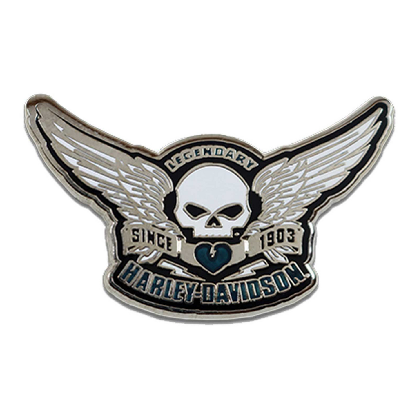 Harley-Davidson® 1.5 inch. Guardian Winged Skull Metal Pin - Gloss Finish