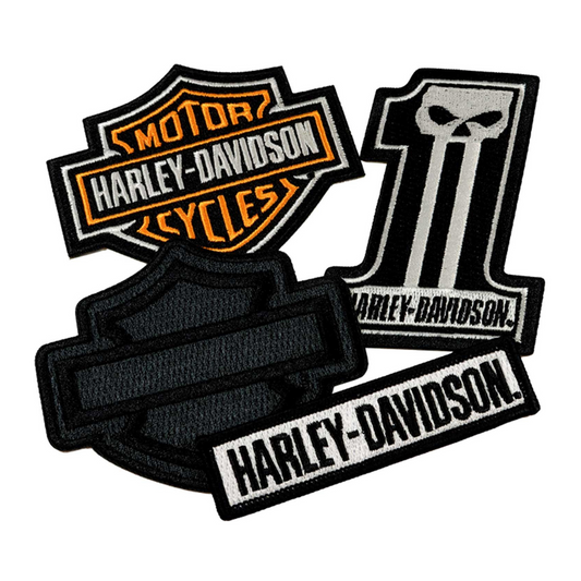 Harley-Davidson® Classic H-D Logos Emblem Sew-On Patch Pack - Black/Orange