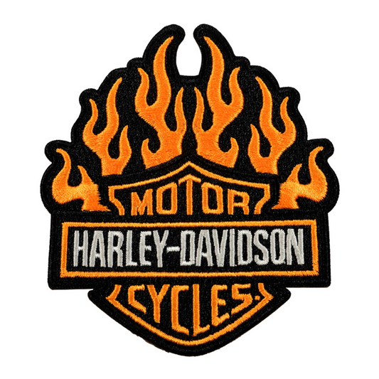 Harley-Davidson® 4 in. Embroidered Fire Starter Emblem Sew-On Patch - Orange