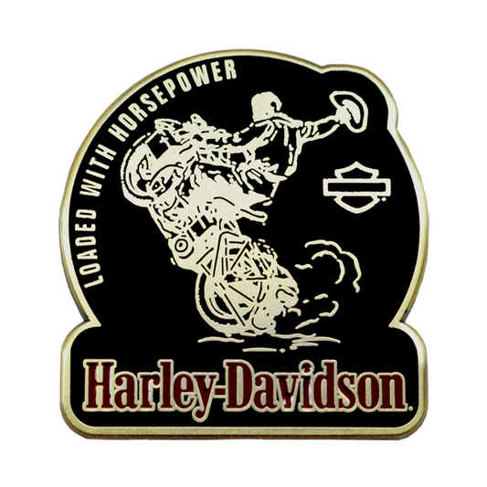 Harley-Davidson® 1.5 inch. Wheelie Rider Metal Pin - Black & Gold Finishes