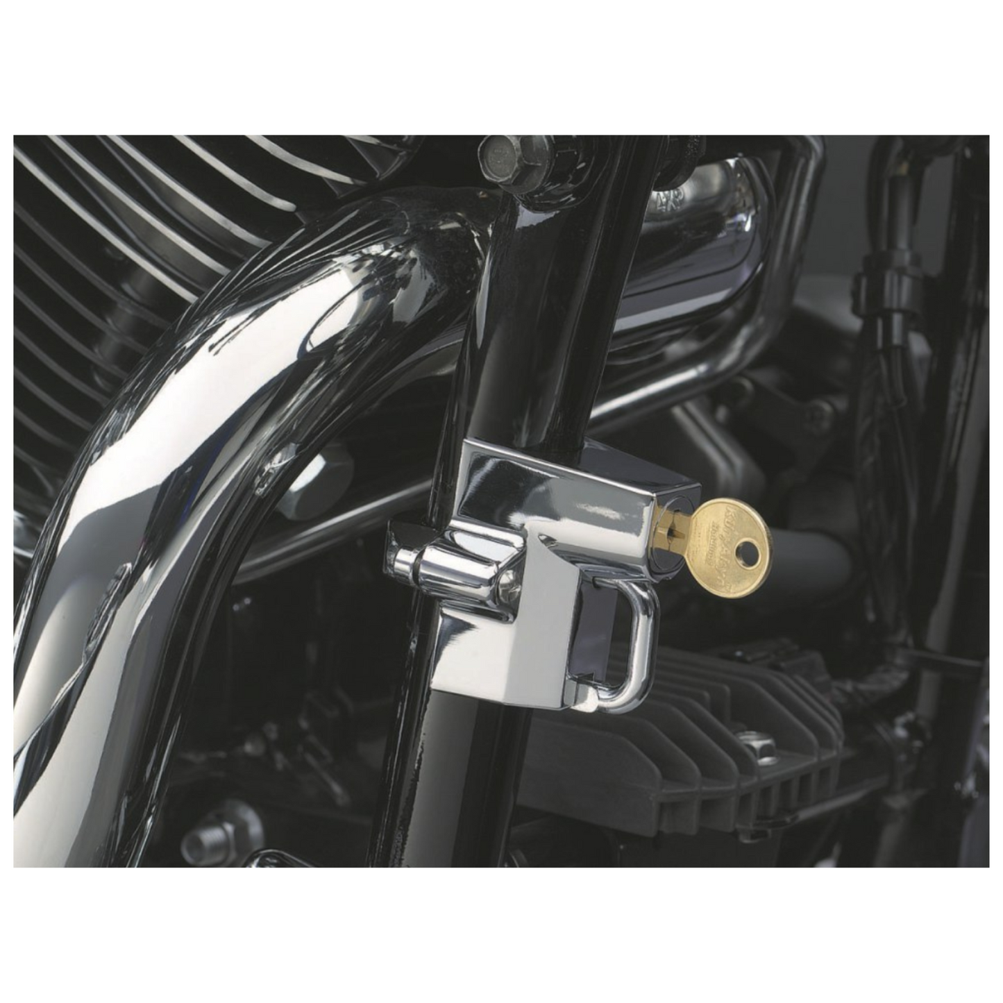 Universal Helmet Lock – Chrome. Fits 1-1/4in. To 1-1/2in. Tube.