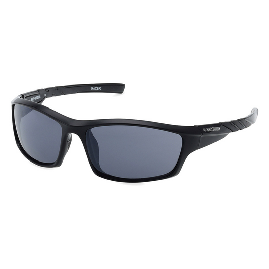 Harley-Davidson® Racer Plastic Sport Wrap Rubber Detail Men's Performance Sunglasses - Shiny Black