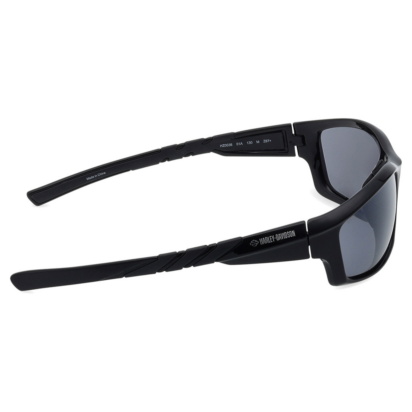 Harley-Davidson® Racer Plastic Sport Wrap Rubber Detail Men's Performance Sunglasses - Shiny Black