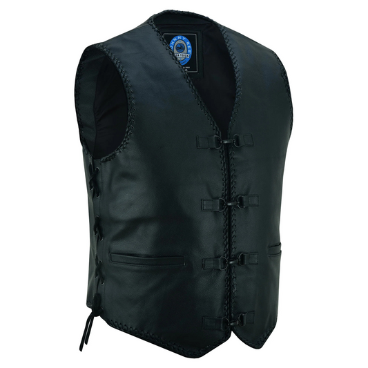 Johnny Reb - Men's Capricorn Leather Vest - Triple Black