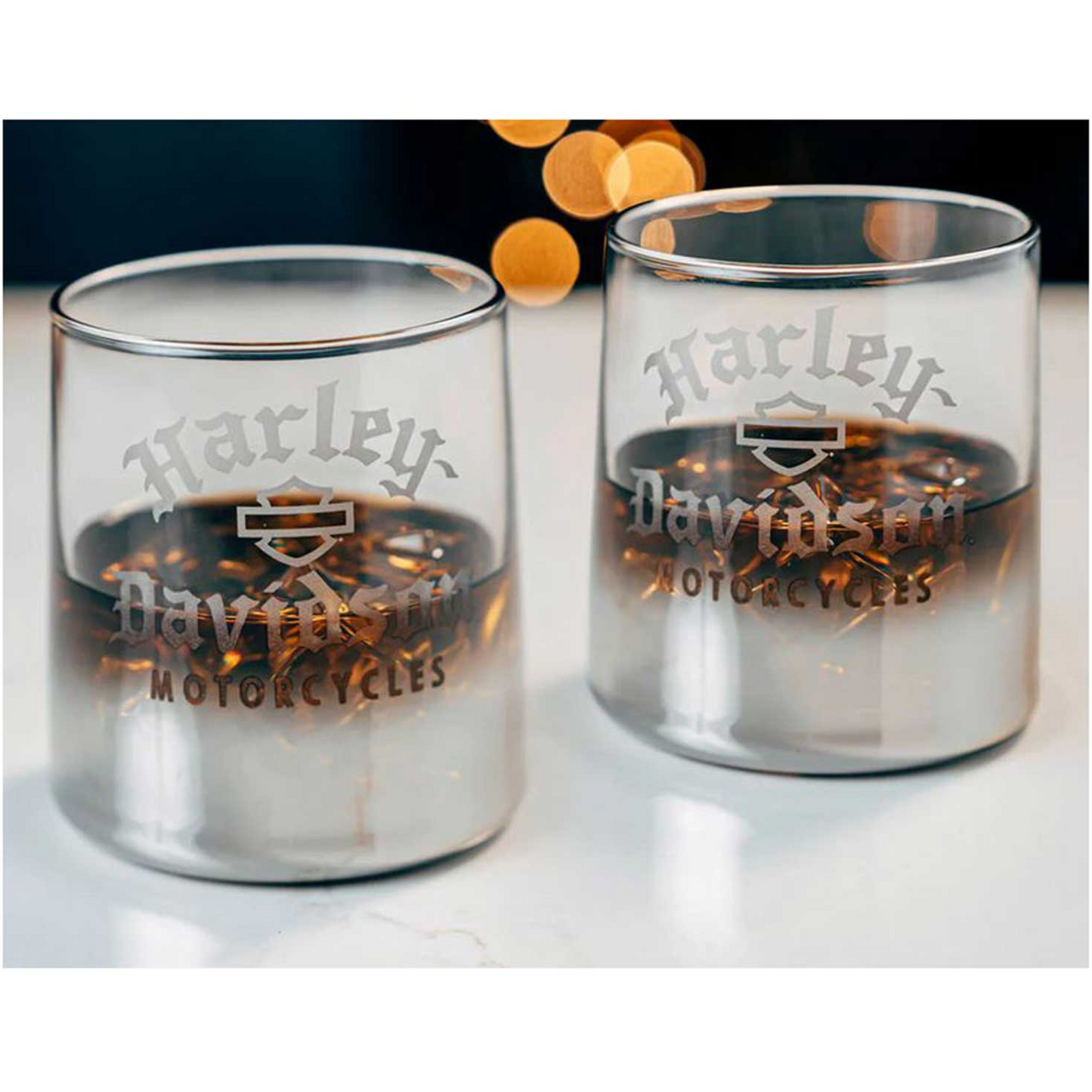 Harley-Davidson® 9 oz. Metallic Silver Ombre Rocks Cocktail Glasses – Set of Two