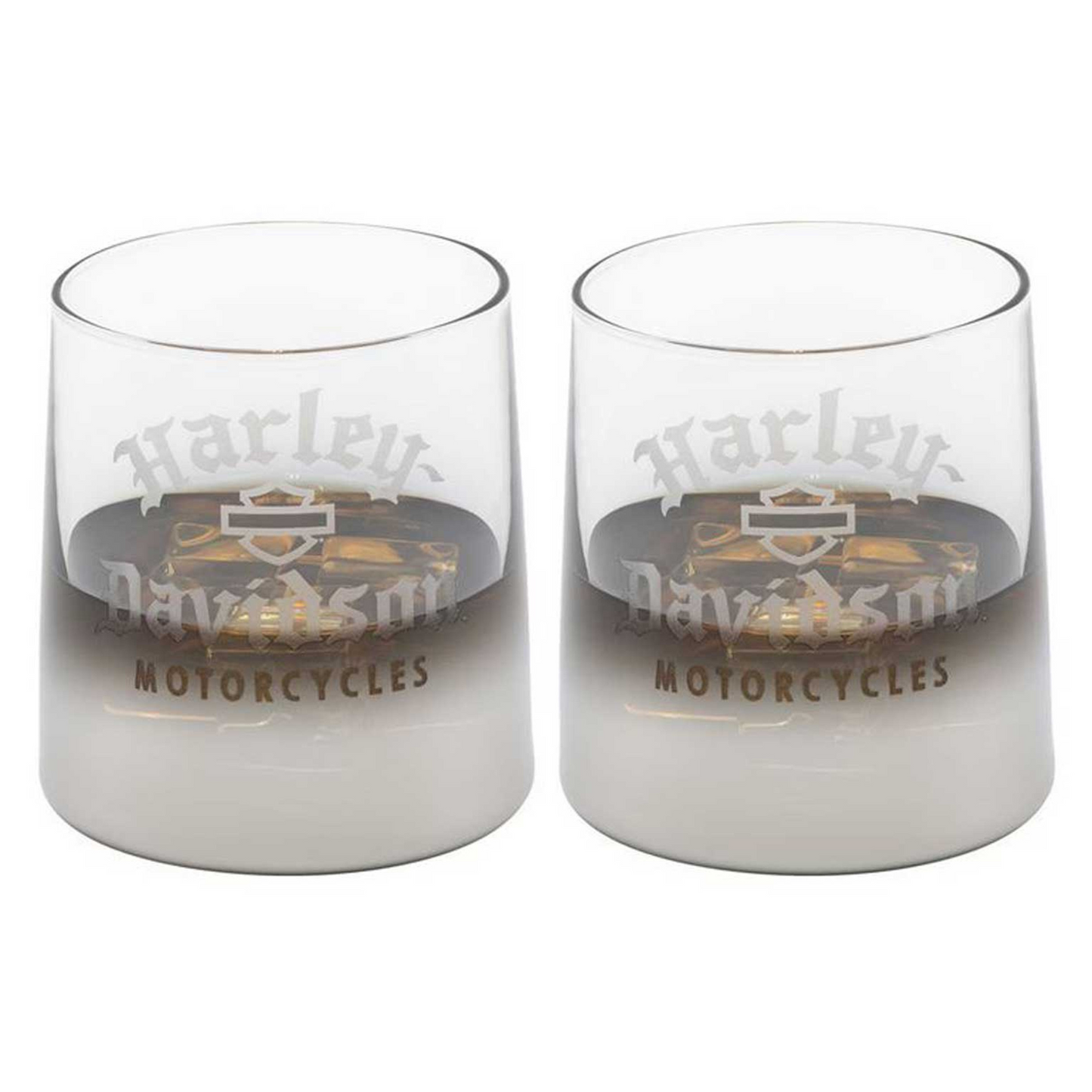 Harley-Davidson® 9 oz. Metallic Silver Ombre Rocks Cocktail Glasses – Set of Two