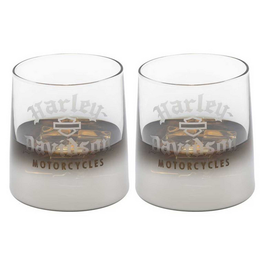 Harley-Davidson® 9 oz. Metallic Silver Ombre Rocks Cocktail Glasses – Set of Two