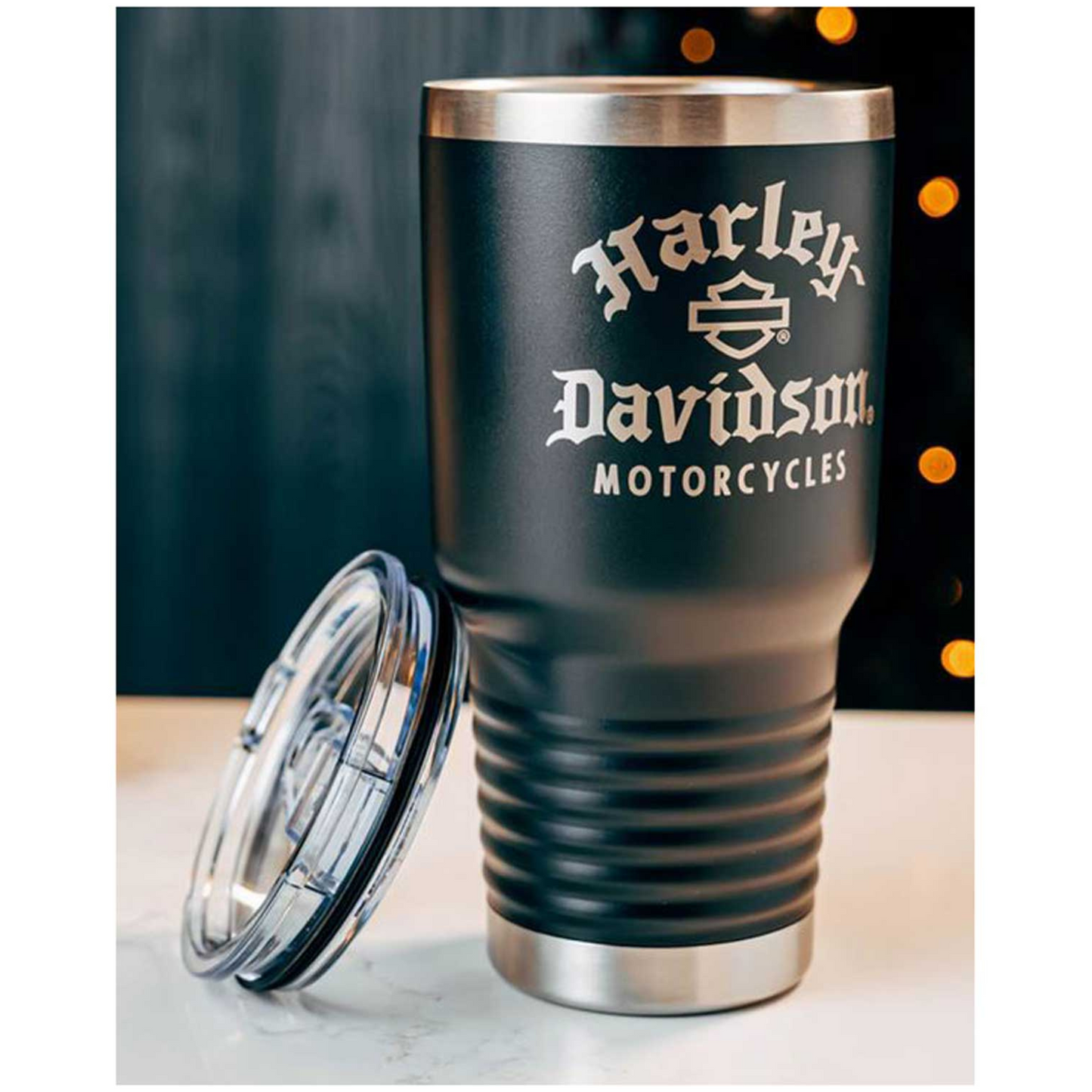 Harley-Davidson® Old English Travel Tumbler - 30 Oz. Double-Wall Stainless Steel