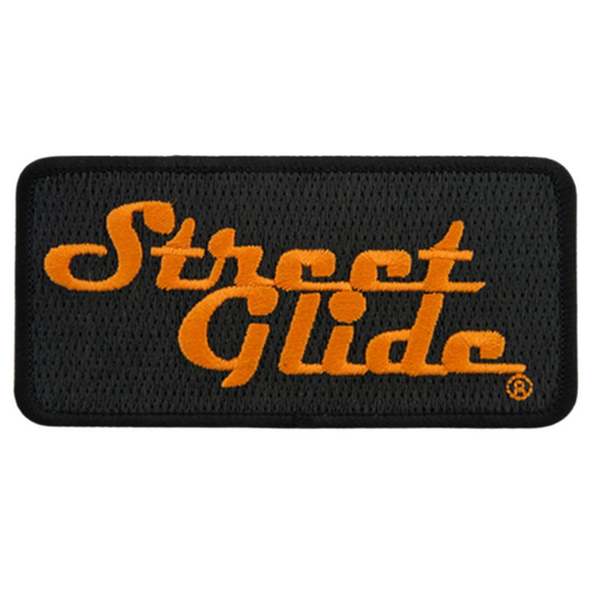 Harley-Davidson® 4 inch Embroidered Street Glide  Emblem Sew-On Patch - Black/Orange