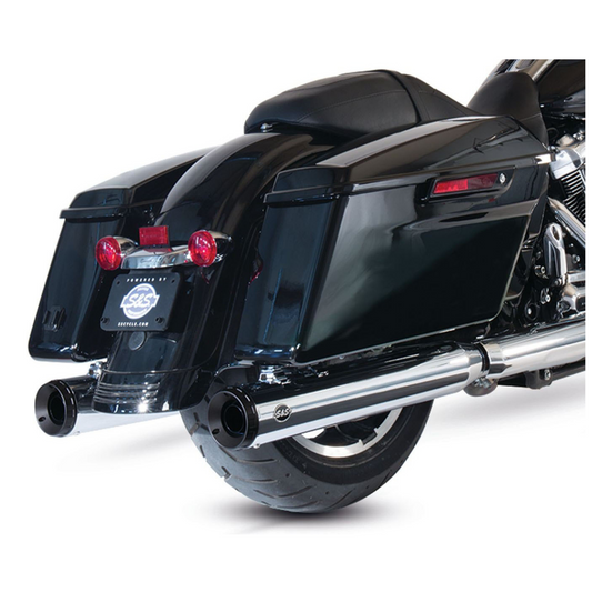 S&S - 4in. Grand National Slip-On Mufflers - Chrome with Black End Caps