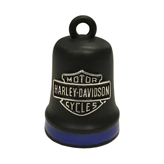 Harley-Davidson® Bar & Shield Ride Bell, Matte Black w/ Blue Stripe