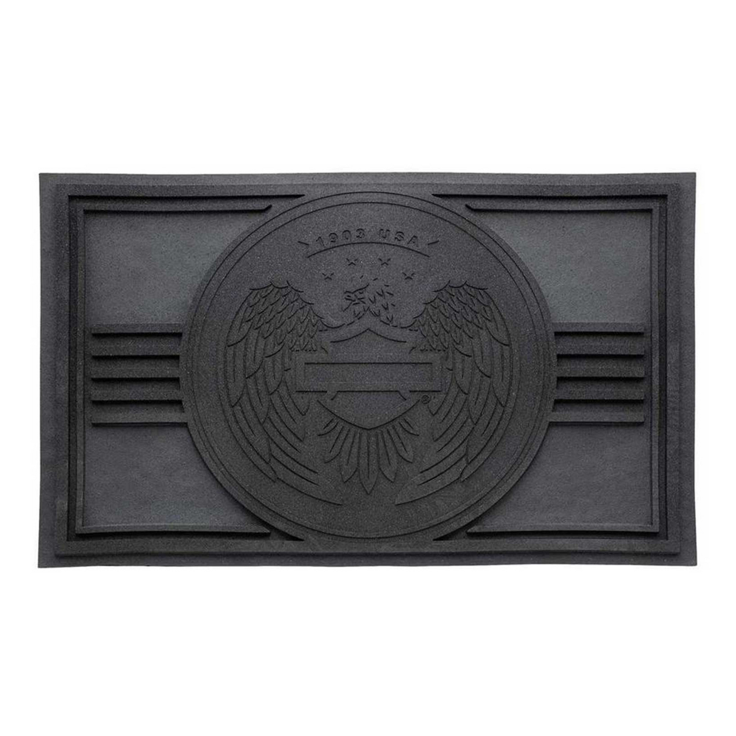 Harley-Davidson® Open Bar & Shield Eagle Entry Mat - Durable Rubber - Black