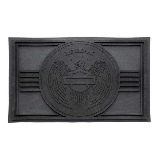 Harley-Davidson® Open Bar & Shield Eagle Entry Mat - Durable Rubber - Black