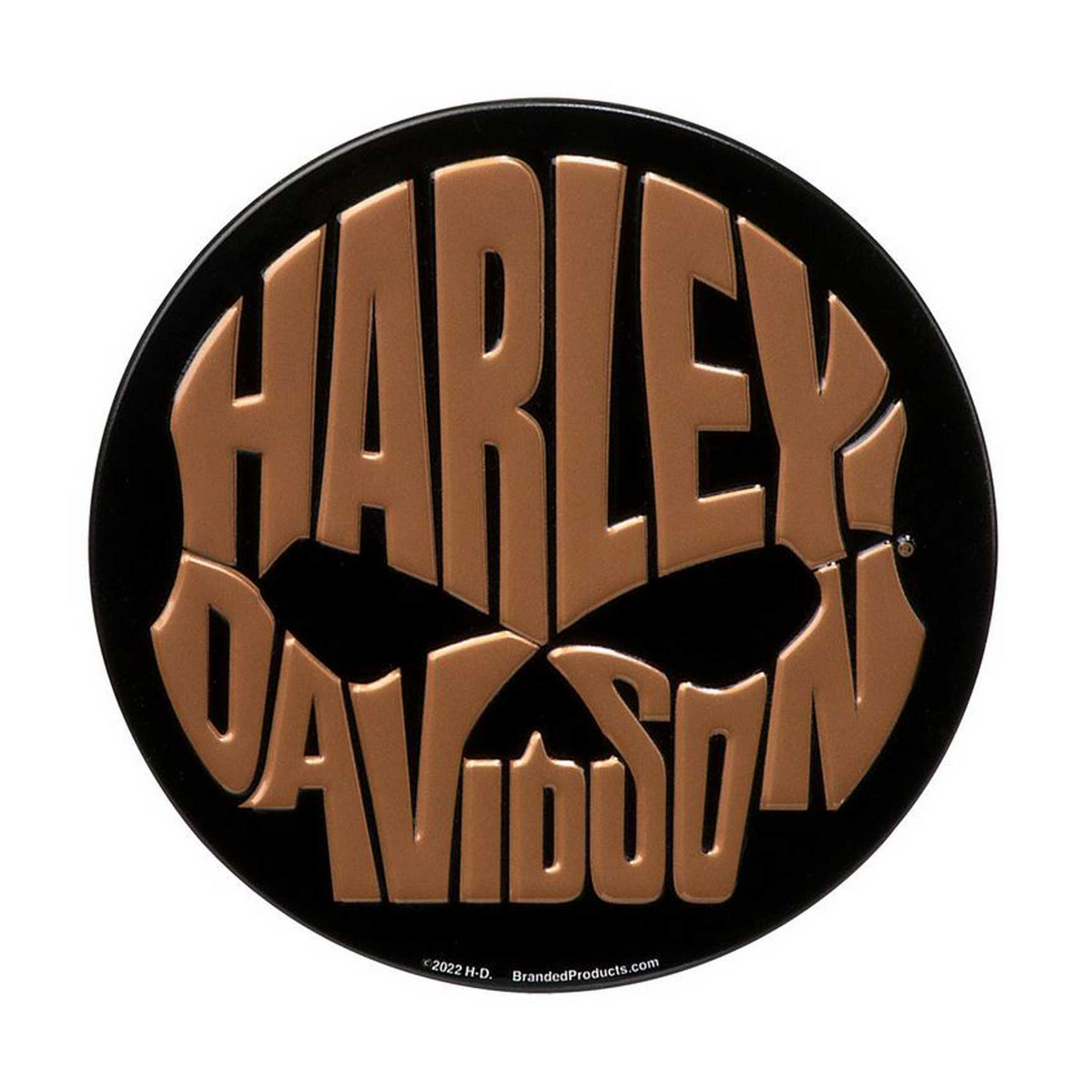 Harley-Davidson® Copper Skull Script Tin Magnet