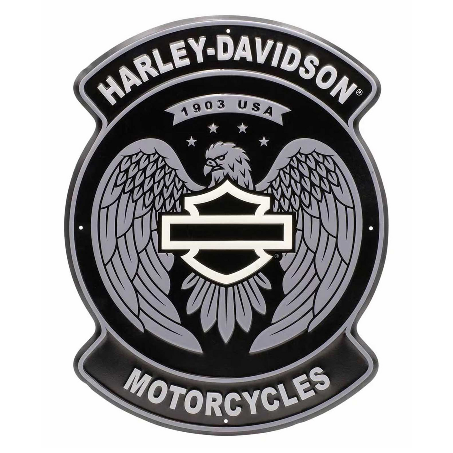 Harley-Davidson® Embossed Tin Sign - Open Bar & Shield Eagle