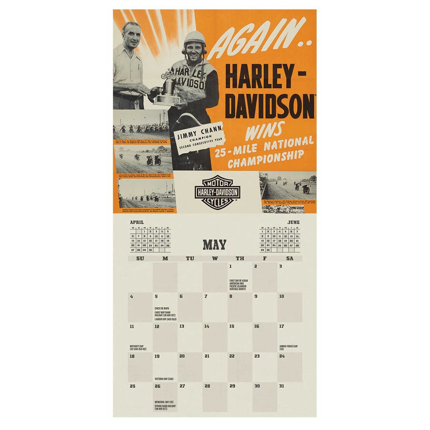 Harley-Davidson® 2025 National Race Day Poster Mini Wall Calendar – 7" x 7"