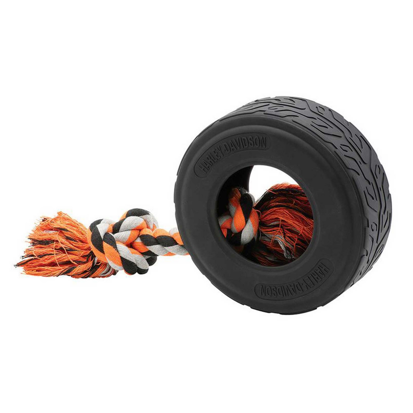 Harley-Davidson® Rubber Tire w/ Knotted Cotton Rope Handle Dog Toy - Large