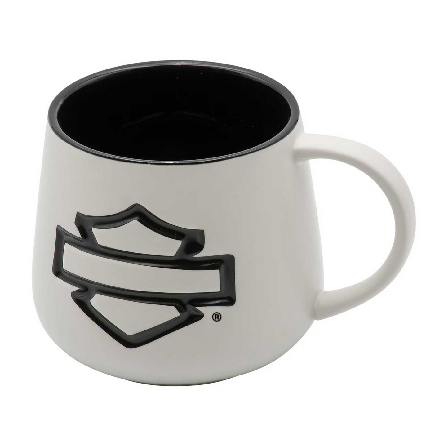 Harley-Davidson® Debossed Open Bar & Shield Ceramic Coffee Mug – Pearl White