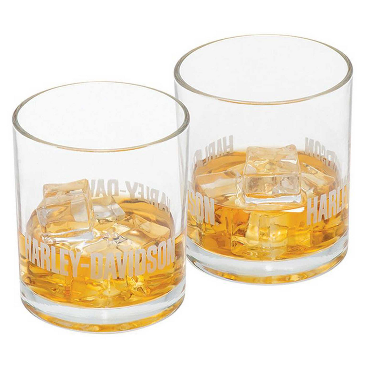 Harley-Davidson® Premier Rocks Glass Set - 10 oz. - Faux Etched H-D Logo