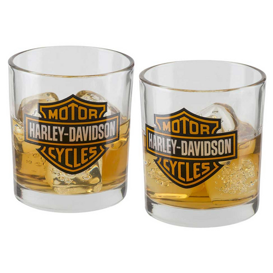 Harley-Davidson® Core Bar & Shield Double Old Fashioned Glasses Set